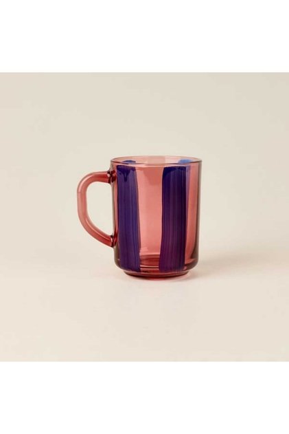 Çizgili Kupa - Pembe / Mavi - 250 ml