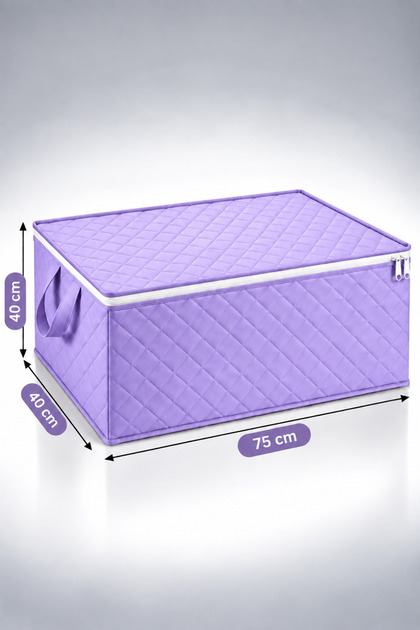 75X40X40 cm Quilted Storage Box – Large Zippered Container, Quilt and Clothing Organizer