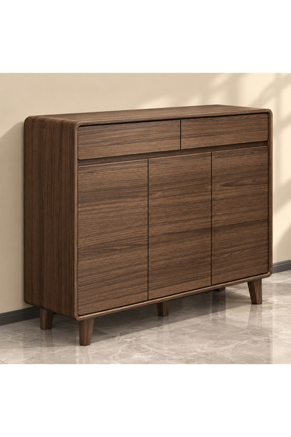 Modern Wooden Shoe Cabinet, 100cm Freestanding Entryway Storage Cabinet with Drawers & Flip Doors, Space-Saving Shoe Organizer for Hallway, Bedroom & Living Room