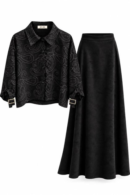Women's Skirt Jacket Suit Suede Fabric