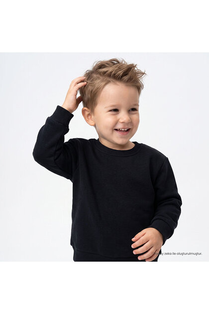 HelloBaby Erkek Bebek Sweatshirt Bisiklet Yaka Uzun Kol