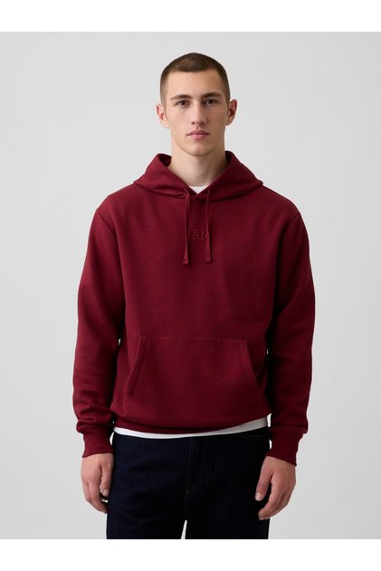Erkek Bordo Relaxed Mini-Logo Sweatshirt