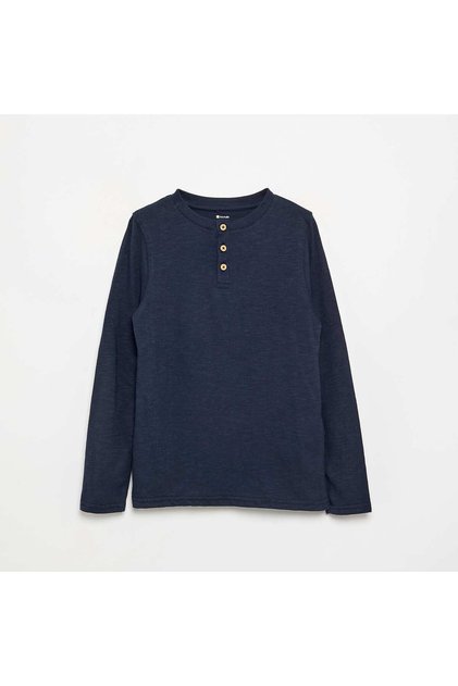 Basic Henley T-Shirt Blue
