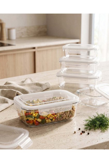 White Plain Rectangle Glass Storage Box With Lid