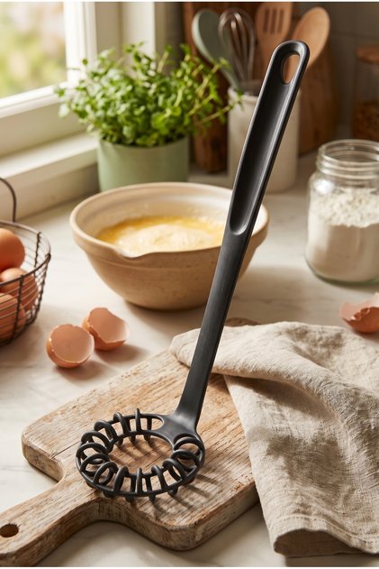Yanmaz Çizmez Siyah Mutfak Servis Seti (Kepçe, Kevgir, Spatula, Kaşık, Maşa)