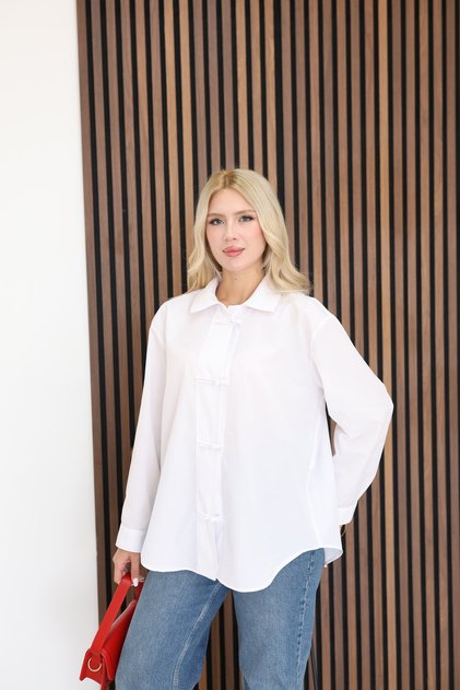 Women's Chinese Buttoned Trendy Basic Stylish Casual Shirt Suitable for Hijab