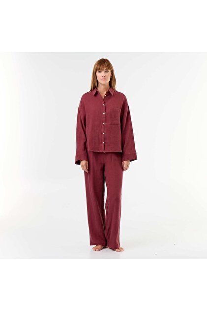 2-Piece Pajama Set - In Cotton Gauze Red