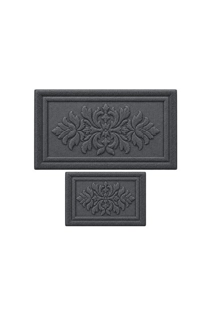 Decorative Digital Printed Modern Set of 2 Bath Mats with Non-Slip Base