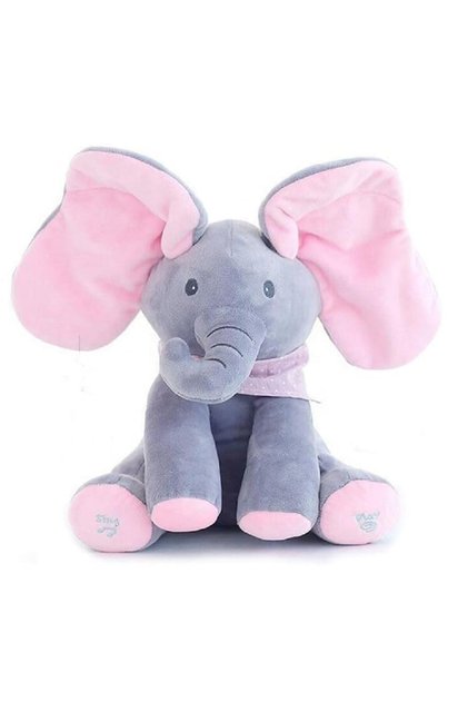 Peek-a-Boo Elephant Plush Toy for Babies & Toddlers – Interactive Musical Stuffed Elephant with Flapping Ears, Singing Soft Plush Animal Toy, Battery Operated Gift for Boys & Girls