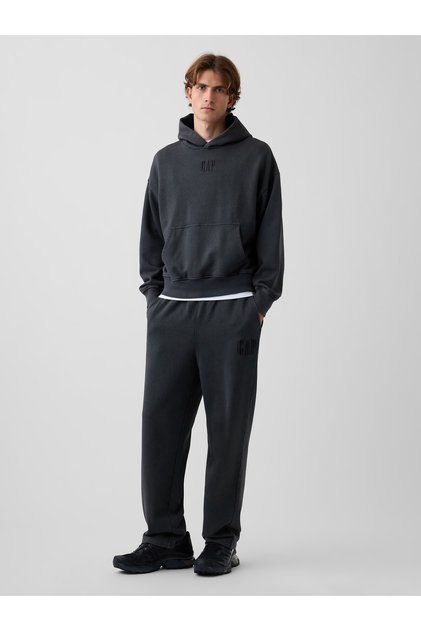 Erkek Siyah Heavyweight Relaxed Logo Eşofman Altı