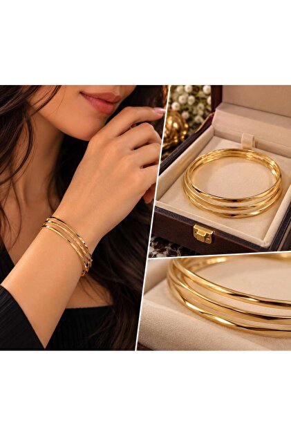 DÜZ MODEL AJDA BİLEZİK (316 ) ÇELİK (3LÜ)