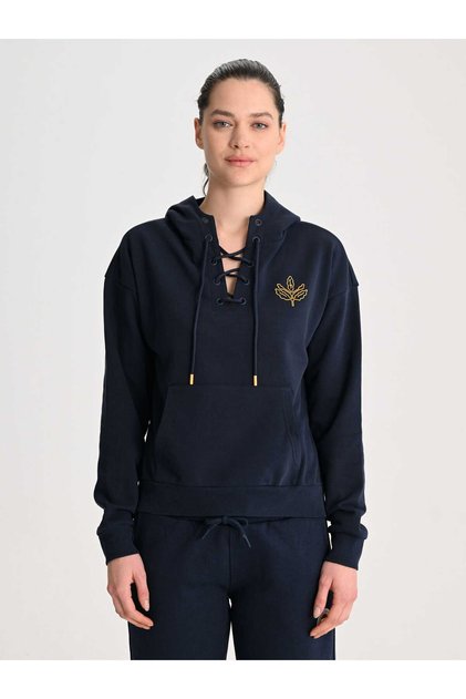 KADIN TRIBUN İPLİ YAKALI SWEAT