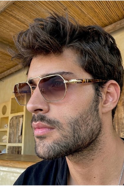 EÅŸref Unisex Ultra Light Uv400 Filtered Gold Framed Brown Sunglasses