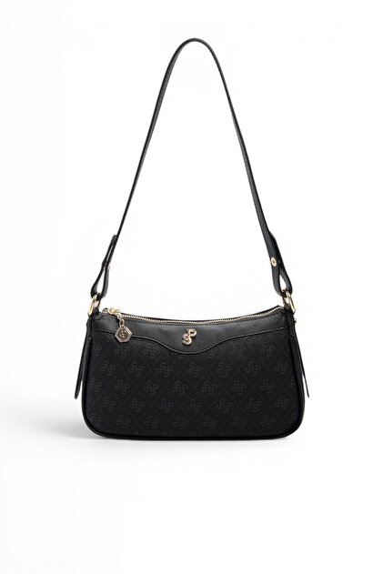 Siyah - Siyah Monogram Kadın Çapraz Çanta SP1274