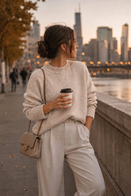 6701 Women's Soft Textured Crew Neck Oversize Knitwear Sweater Stone