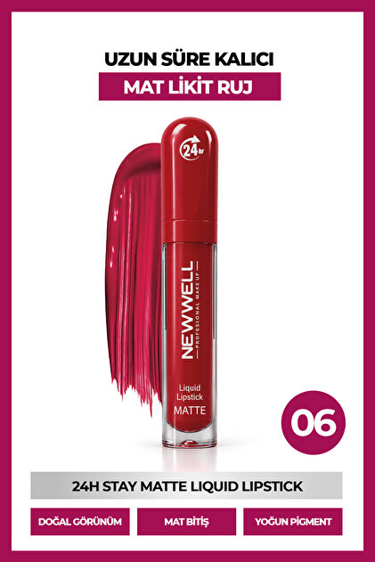 24H Stay Matte Liquid Lipstick Kalıcı Mat Likit Ruj 06 5.5 ml
