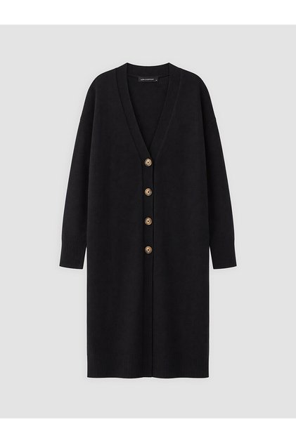 Alita City Farkıyla Lcw Everyday Black Knitwear Plain Long Women's Cardigan
