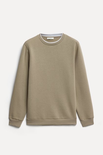 Men's Stone Color Crew Neck Sweatshirt
