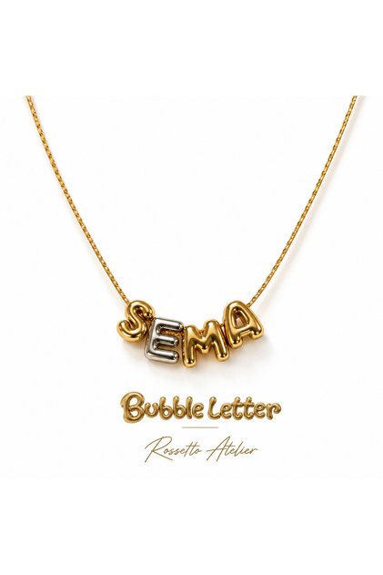 Altın Kaplama Mini Bubble Letter İsim Kolye (4 Harfli )