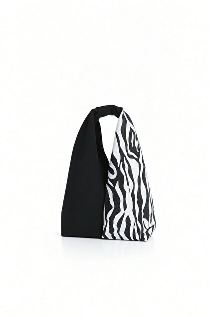 Black Zebra Patterned Small Hobo Model Handbag