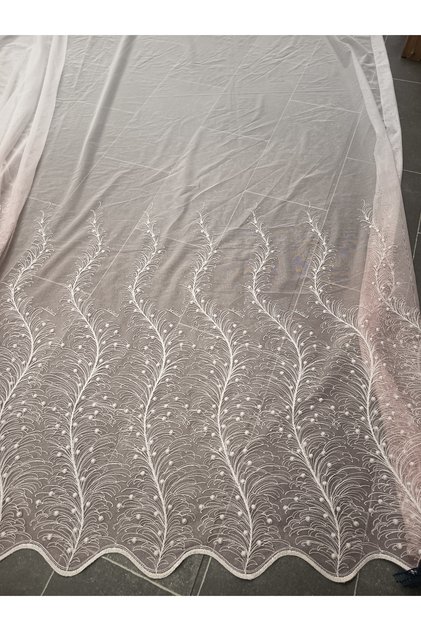 Tulle Curtain, Straight Cut, Non-Pleated, Non-Iron, Embroidered Gradient Transition Tulle Curtain