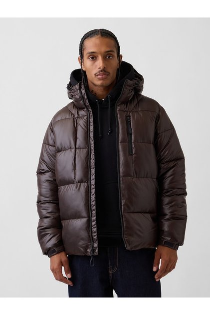 Erkek Koyu Kahverengi Recycled Heavyweight Puffer Şişme Mont
