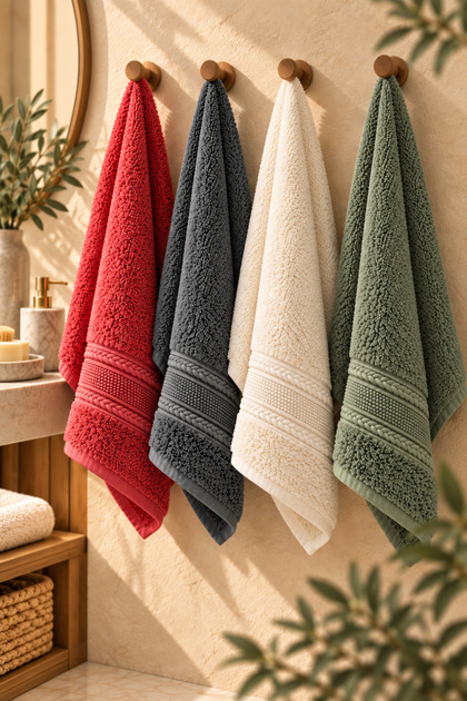 Pearly 4 Pieces Bamboo Knitted Patterned 50X85 cm Hand and Face Towel