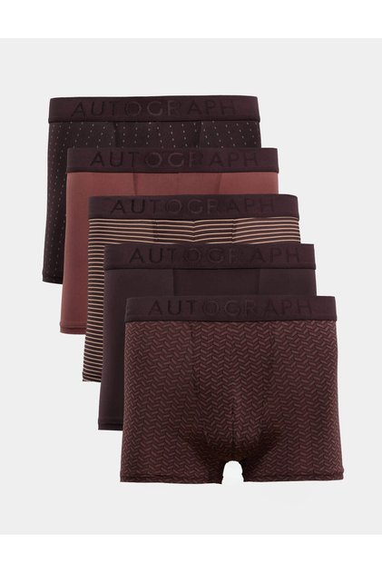 5'li Geometrik Desenli Mikroskin Hipster Boxer