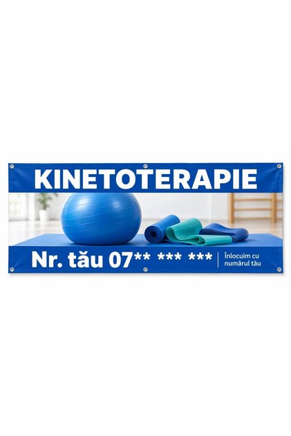 Banner kinetoterapie cu numărul tău, 100x50 cm, frontlit cu tiv și capse