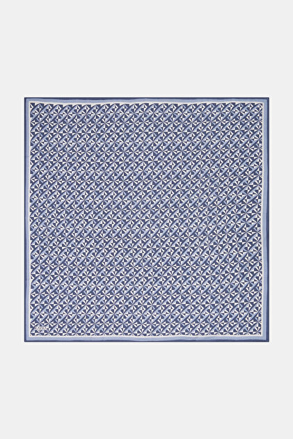 Geometric Pattern Lyocell Scarf Indigo