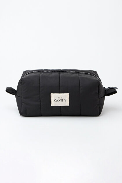Puffer Tote Quilted Large Size Lined Makeup Bag Black