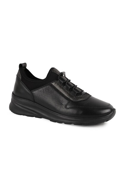 Women's Sports Shoes L10.2272 Ecru Genuine Leather with Glittering Stripe Detail Flexible Practical Lace-Up Lightweight Eva Ta