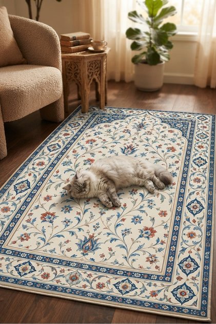 Sefa Classic Patterned Digital Print Prayer Rug – Traditional Motif Prayer Mat