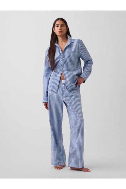 Kadın Mavi Poplin Pijama Altı