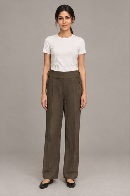High-Waist Formal Trousers with Side Details