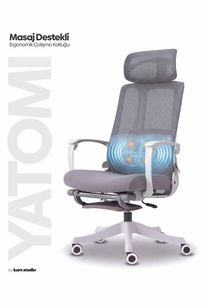 Yatomi Masajlı Ergonomik Çalışma Sandalyesi - Gri