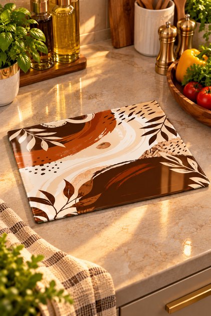 Glass Cutting Board Autumn Vibes Abstract Autumn Themed - Glass Cutting Board | 20cm X 30cm
