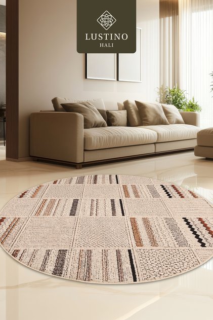 Yıkanabilir Yuvarlak Halı Kaymaz Taban Leke Tutmaz Salon Halısı Mutfak Halısı Daire Halı
