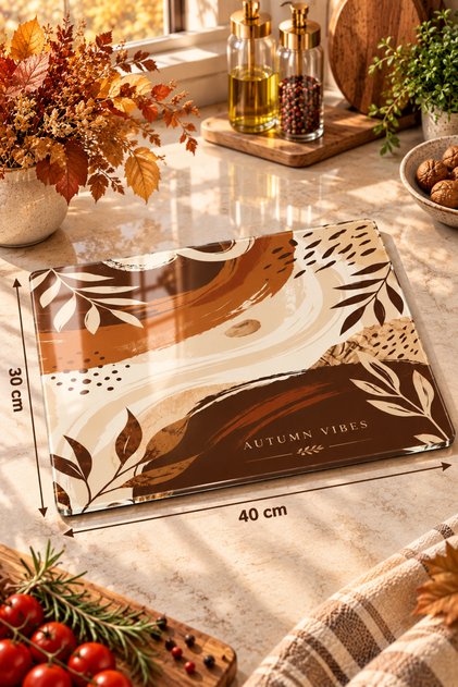 Glass Cutting Board Autumn Vibes Abstract Autumn Themed - Glass Cutting Board | 30cm X 40cm