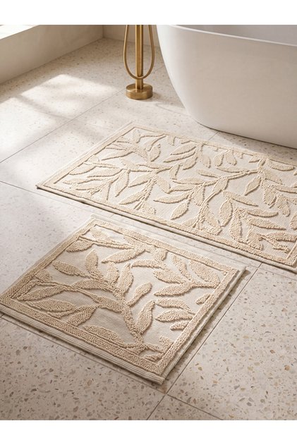 Quality Parts from Çelebi Store 2-Piece Leaf Embroidered Bath Mat 60X100 cm
