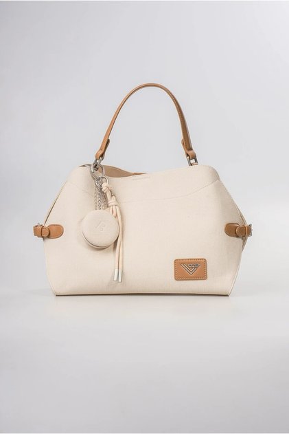 Women's Shoulder Bag with Mirror Charm Detail, Large Volume Daily Hand and Shoulder Bag, White 18348