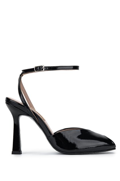 Women's Genuine Leather Black Heeled Shoes