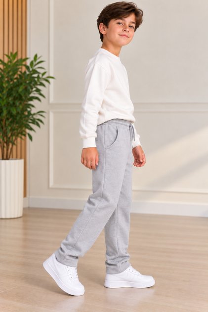 Boys - Girls Bagi̇ Relaxed Fit Sweatpants with Three Yarn Interfabric Fleece