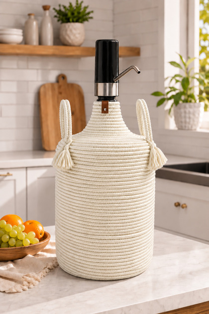Norella Decorative Jute Wicker Rope Bottle Cover – Stylish and Modern Bottle Cover with Hand-Knitted Rope Design, Decorative Bottle Cover with Natural Jute Texture, Chic Design for Kitchen and Home Decoration