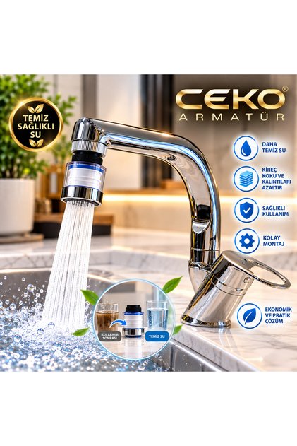 Balıksırtı Lavabo Bataryası Pamuk Filtreli – Arıtmalı Lavabo Musluğu – Filtreli Su Bataryası – Krom
