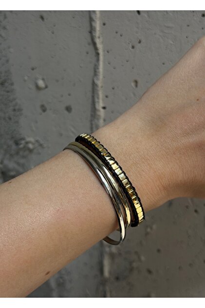 Black Unisex Adjustable Gold Detail Cord Bracelet