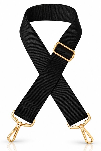 Çanta Askısı Siyah Gold Renk Tokalı Polyester Kolon Tokası Ayarlanabilir Çanta Sapı 4cm X 125cm