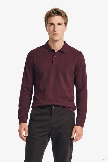 Erkek Bordo Regular Fit Uzun Kollu Polo Yaka T-Shirt