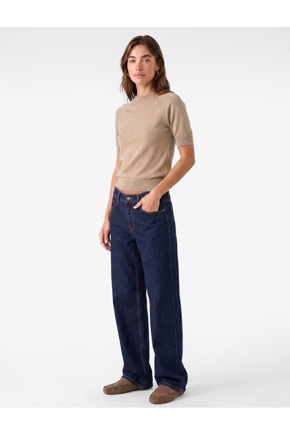 Viscose Short Sleeve Raglan Sleeve Stand Collar Knitwear Sweater