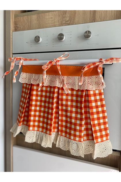 Scalloped Duck Linen Ruffle Oven Cover